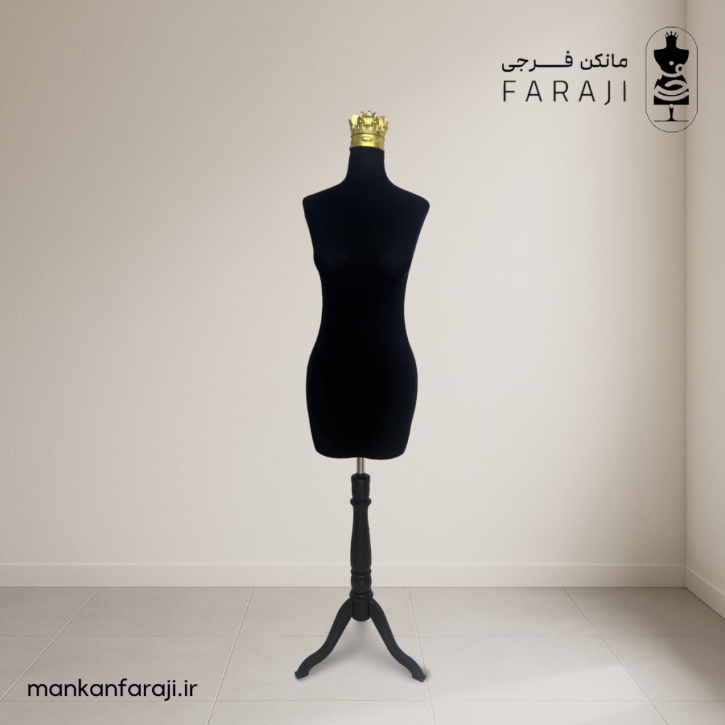 مانکن اقتصادی پلاستیکی نیم تنه زنانه با روکش مشکی