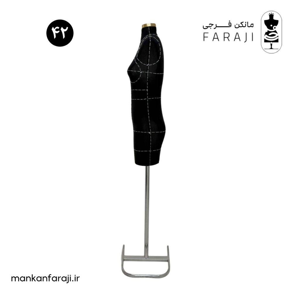 مانکن سوزنخور زنانه نیمتنه سایز 42 دارای الگو با خطوط دوختهشده برای طراحی و دوخت لباس زنانه.