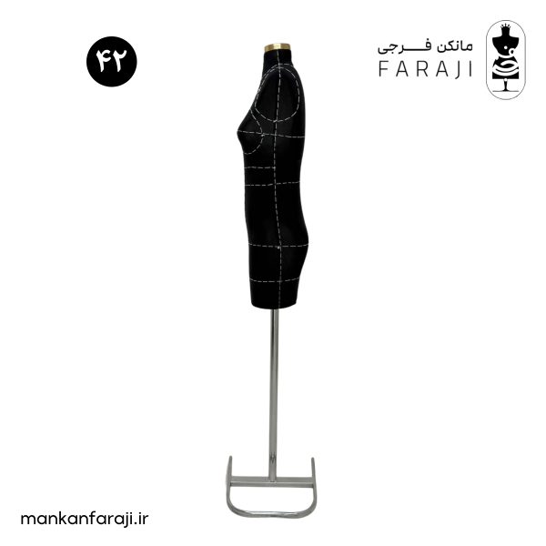 مانکن سوزنخور زنانه نیمتنه سایز 42 دارای الگو با خطوط دوختهشده برای طراحی و دوخت لباس زنانه.