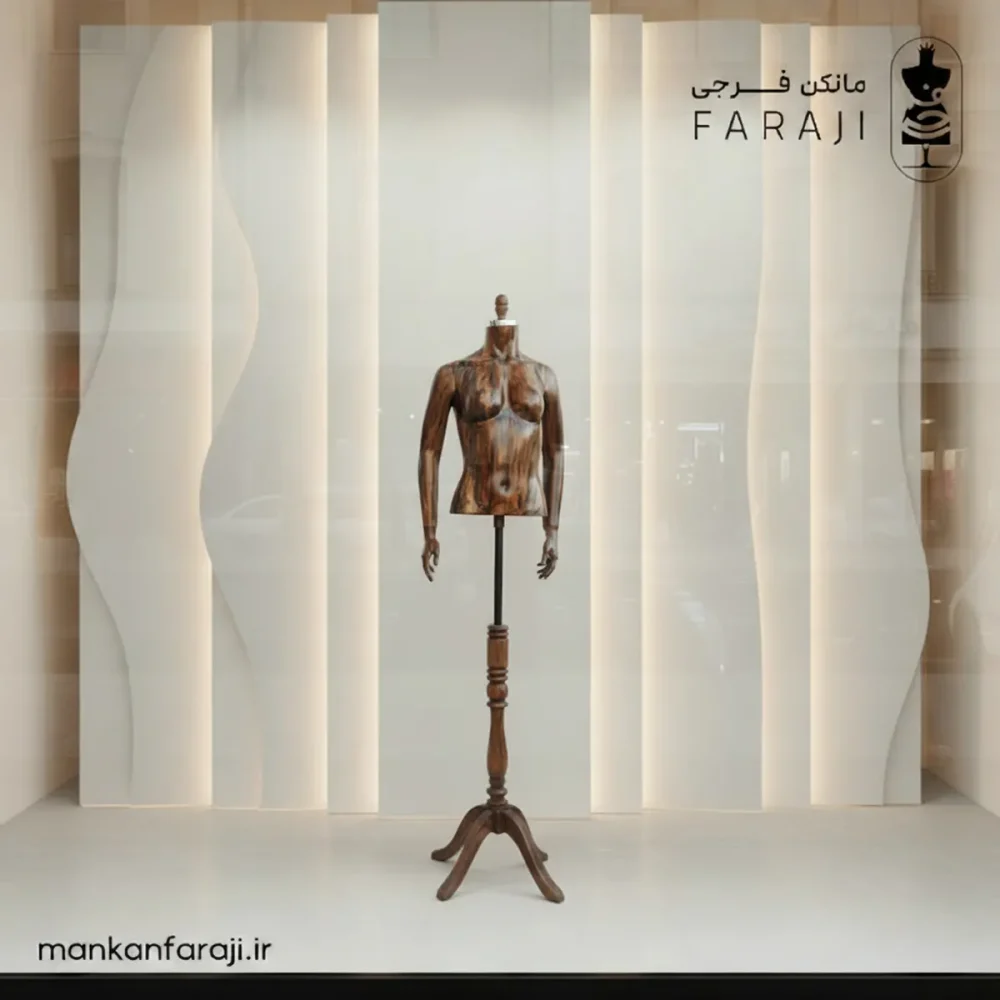 مانکن نیمتنه زنانه دستدار مدل 115 با پوشش طرح چوب