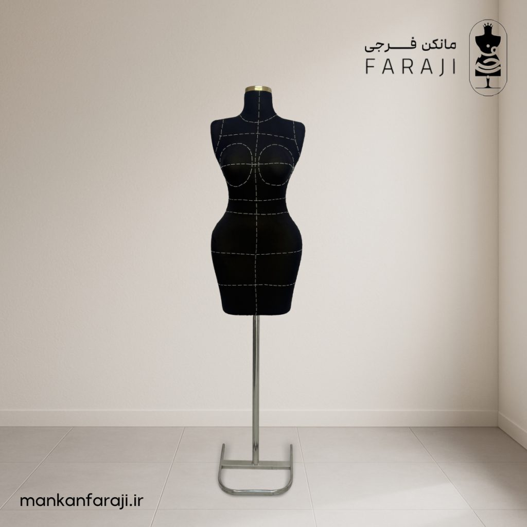 Female mannequin with hourglass bust and pattern for dressmaking