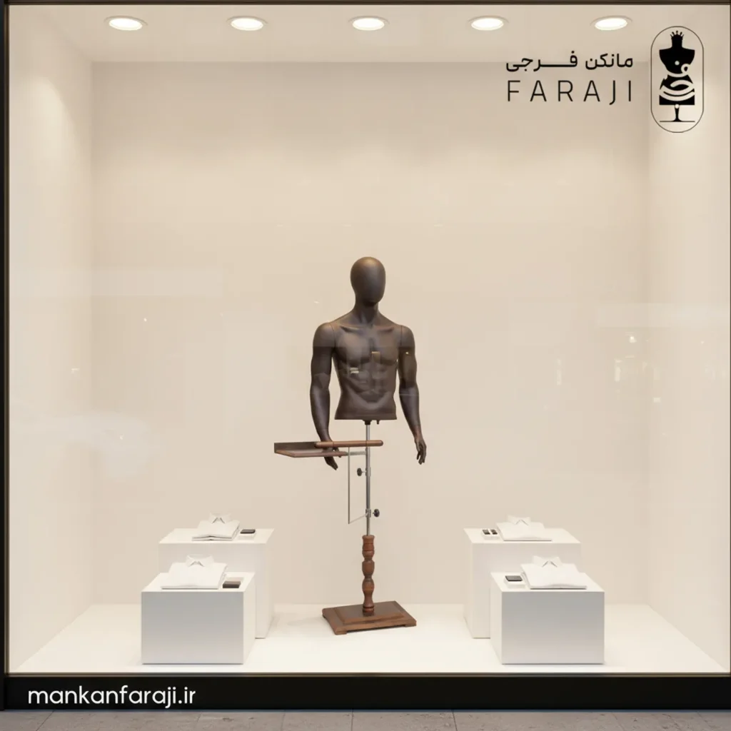 Fiberglass male torso mannequin with arms and pants holder code 106