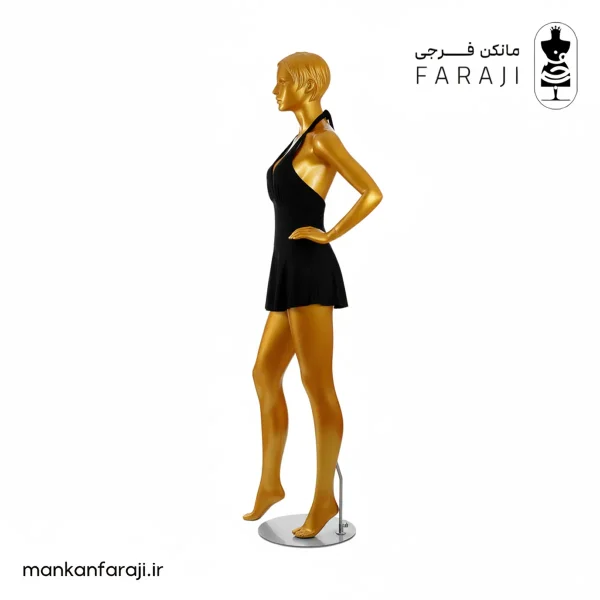 Female gold full body mannequin model 101 in standing pose