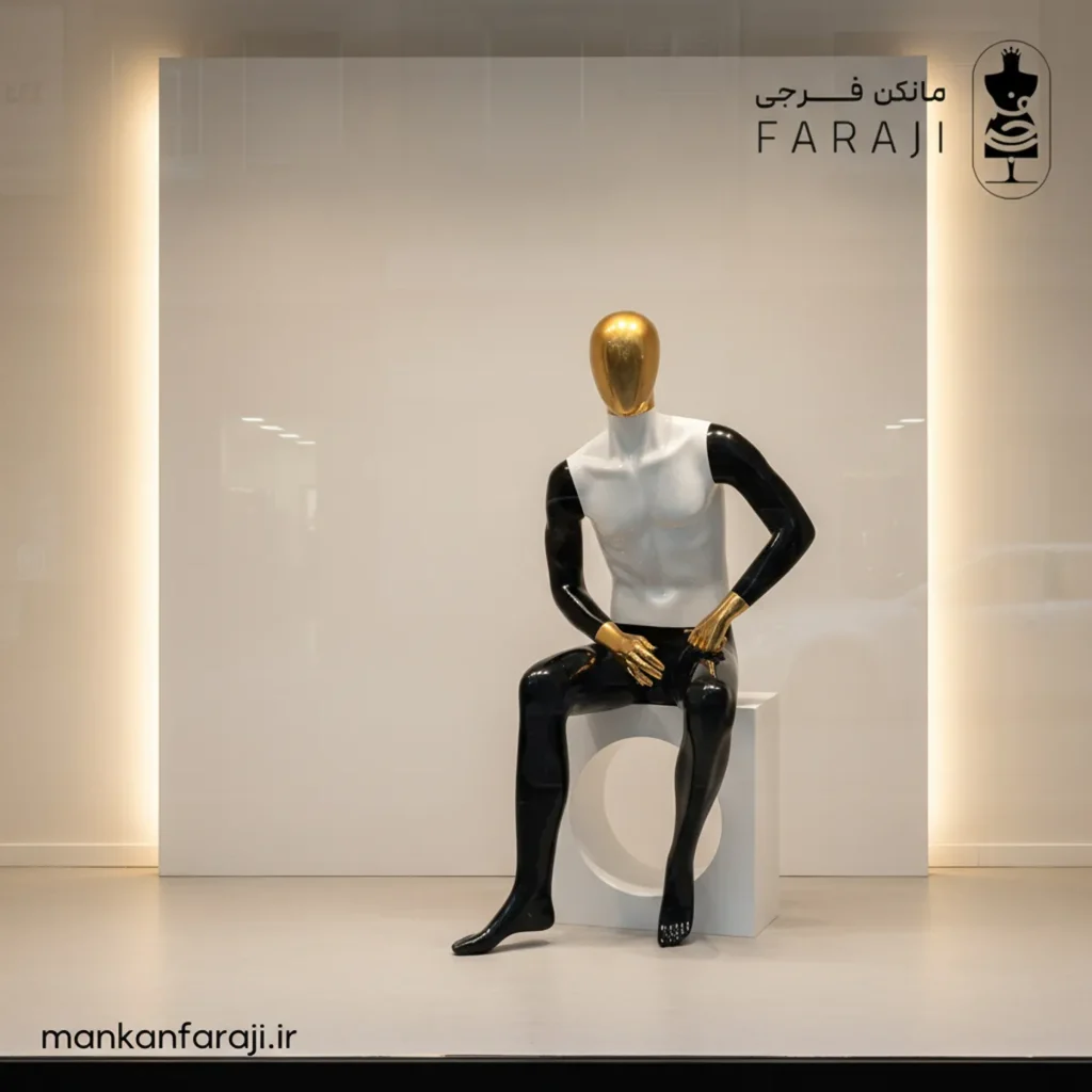 Male seated full body mannequin space head model 121