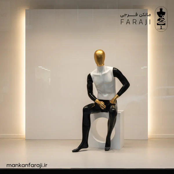 Male seated full body mannequin space head model 121