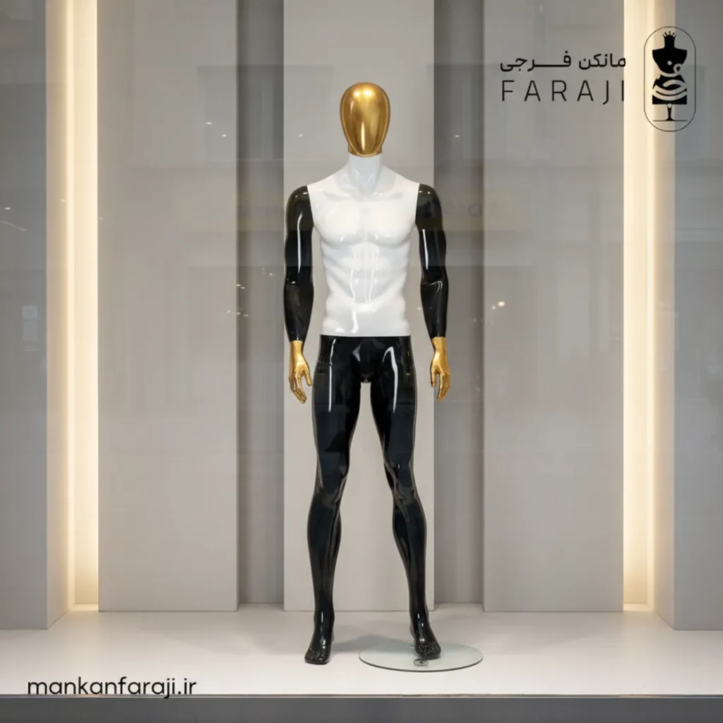 Full body male mannequin with space head standing code 109