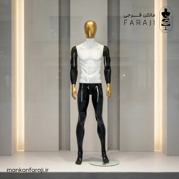 Full body male mannequin with space head standing code 109